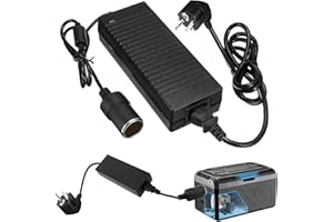 QLOUNI KFZ Netzadapter, 15A 180W Wechselrichter Adapter mit 1.5m Zigarettenanzünder Steckdose Spannungswandler AC auf DC 240V auf 12V, für Autokühlschränke, Reifenfüller, Auto-Handstaubsauger