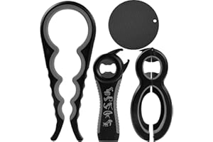 LIRCHES Jar Opener Grippers - 4 Packs Rubber Jar Openers for Weak Hands 6-in-1 5-in-1 Glass Bottle Opener for Seniors with Arthritis, 4-in-1 Jar Opener + Non-Slip Lid Opener