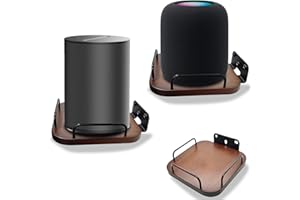 Counlisha Universelle Lautsprecher-Wandhalterung, sicher verstellbar, Echtholz-Wandhalterung, kleine Lautsprecher-Regale für Bose, Homepod, JBL, Sonos, Sony, KEF, Google, Roku (Walnuss, 2 Stück)