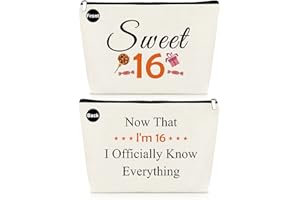 MIKELA 16th Birthday Gifts for Girls Makeup Bag 16 Year Old Birthday Gifts Ideas Sweet 16 Gifts for Her Cosmetic Bag 16th Birthday Gift for Daughter Granddaughter Friends Sister Niece BFF Friendship Gifts
