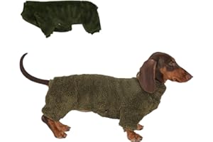 ESCCBOO Fleece-Overall mit Dackel-Motiv, Rollkragenpullover, geeignet für Dackel, Winter, weich, gemütlich, Hunde-Pyjama, Kleidung (Dunkelgrün, Größe S)