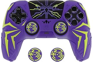 PlayVital Cover Controller per ps5 Joystick Custodia Silicone Skin Antiscivolo Grip Ergonomico, 2 Copri Analogici e 6 Adesivi, Adatto per ps5 Base di Ricarica, Cyber Spider - Viola&Verde