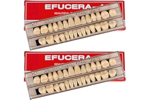 JREMREO 56 false teeth in dental complete acrylic resin and 2 sets of synthetic polymer teeth in 23 shades of A3 for replacement, DIY, or Halloween