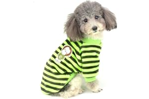 Zunea - Maglione per cani di piccola taglia in pile super morbido giacca invernale a righe per cuccioli di cane a righe