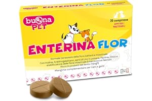 Buona Pet Enterina Flor 20 Cpr di Mangime Complementare per Cani e Gatti, Favorisce il Benessere della Flora Intestinale con Probiotici e Prebiotici, Inulina di Cicoria, Zinco e Pectina, Made in Italy