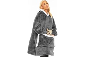GENTLEWARM Hoodie Blanket, Super Soft Warm Oversized Blanket Hoodie, Comfortable Giant Pocket Sweatshirt Blanket, Sherpa Fleece for Women Men One Size Fit All
