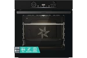 Gorenje BPS 6737 E02B Einbau-Backofen, 77 Liter, Pyrolyse, Heißluft, ExtraSteam, Gentle Close & Open, AirFry, PerfectGrill, PizzaMode 300°C, ChildLock, schwarz