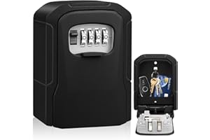 VOBUKE Caja de Seguridad para Llaves Exterior Impermeable Cajetin con Codigo 4 Dígitos Grande Resistente Pared Cajas Seguridad Combinación para Hogar Garaje Oficina Gimnasio