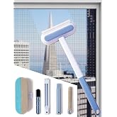 DODGE 'N WOLVES Multifunctional Plastic Screen Brush 4 in 1 with Extended Handle for Window and Mesh Cleaning, Double Sided M
