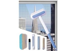 DODGE 'N WOLVES Multifunctional Screen Brush 4 in 1 with Extended Handle for Window and Mesh Cleaning, Double Sided Mosquito 