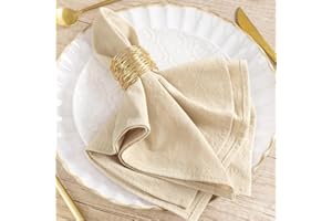 MLMW Beige Cloth Napkins Set of 6 Linen Cotton Dinner Napkins Cloth Bulk Washable 16"×16" for Wedding Party Baby Bridal Shower Birthday Table Decorations