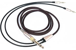 ABLET Cavo di ricambio compatibile con Hifiman Sundara, Arya, Ananda, HE4XX, HE-400i (doppio connettore da 3,5 mm) per cuffie audio da 3,5 mm/6,35 mm a doppio connettore jack maschio da 3,5 mm, 2 m