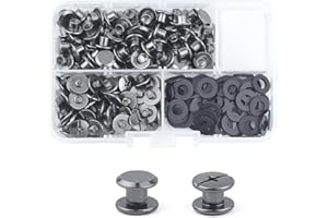 MABAHON 80 Set Chicago Screws Binding M5x4mm Chicago Rivets Screw Metal Rivet Replacement Repair for Books Album Bags Craft Collar Luggage Purse Backpack Belt (Black)