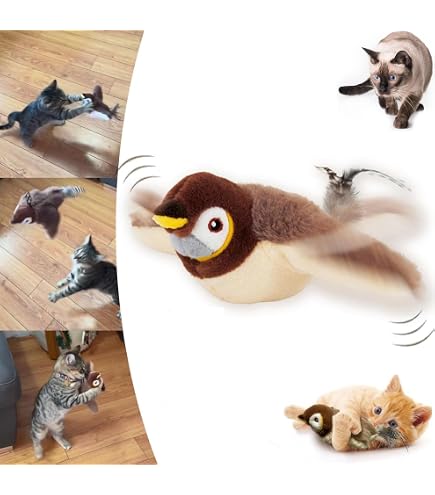 Giocattolo Interattivo Per Gatti Flappychase - Uccellino Che Sbatte Le Ali E Cinguetta, A Carica USB