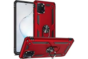 Fetrim Funda para Galaxy A81, Carcasa Shock Absorción de TPU y PC con Anillo de rotación Soporte para Samsung Galaxy A81/Note 10 Lite/M60S Rojo