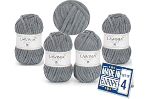 LAWINIA - Velvet Premium Soft Chenille Yarn Chunky, Velvet Yarn Crochet, Does NOT SHED, Velvet Wool, Plush Yarn for Crochet, Chunky Wool for Knitting, Thick Wool, Blanket Yarn, Fluffy Wool, Pack of 4