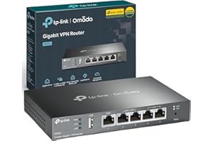 TP-Link ER605 Gigabit VPN Router, Business Multi-WAN Wired Router, 5x Gigabit Ports, Secure VPN, Omada SDN Cloud Management Gateway, Supports IPsec/PPTP/L2TP, Up to 20 Ipsec VPN Tunnels