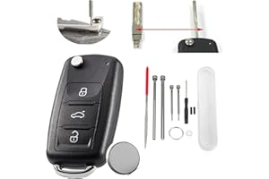VAILIKEY 3 Buttons VW Key with Pin Removal Tool For Volkswagen Skoda Seat Golf Jetta Passat Tiguan Polo Octavia Transporter Caddy Touran Sharan MK6 Scirocco B5 Leon Bettle CR2032 Battery