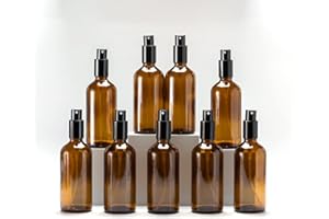 YIZHAO Bottiglie Spray Vetro 100ml, Ambra Spruzzino Nebulizzatore Piccolo, per Olii Essenziali, Profumo, Pulizia, Cosmetici, Viaggio, Farmacia - 9 Pcs