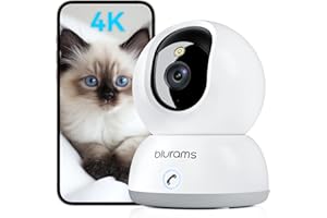 blurams 4K Ultra HD Indoor Cameras for Home Security, Home Camera with One-Touch Call, Color Night Vision, Motion Tracking, 5GHz/2.4GHz Wi-Fi, Cloud & SD Card Storage, Wi-Fi 6