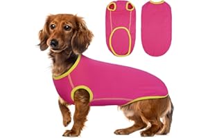 Lelepet Hundeshirt für Dackel, Hund Sommer T-Shirt Weiches Hundehemd, Atmungsaktives Dackel Hunde Shirt, Dehnbare Dackelkleidung, Leichter Hundepullover Shirt, Rosa L