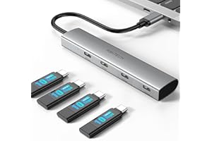 RSHTECH 10Gbps USB C Hub with 4 USBC 3.2 Ports, Aluminum Portable USB-C Splitter Multiport Adapter for Thunderbolt/USBC Laptop