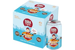 Soda Folk Root Beer (4 x 330ml cans) with Maple Syrup, American Style Soft Drink, Gluten-Free, Vegan-Friendly, 100% Natural Ingredients