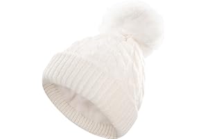 CAOZITOU Bonnet d'hiver thermique à pompons avec doublure en polaire, chaud et doux en tricot à pompons pour l'extérieur automne et hiver