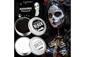 ELF-GRETTER Trucchi Halloween, Trucco Bianco e Nero Make up Viso per Adulti Bambini, Halloween Makeup Effetti Speciali Face Paint per Carnevale Feste Cosplay Sfx