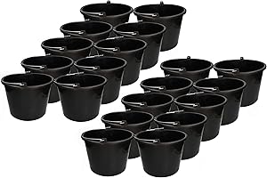 KOTARBAU® Jeu de 20 Seaux de Construction 16l Seau à plâtre Seau à mortier Seau à Ciment Seau à Eau Seau de Jardin Seau en Plastique Noir