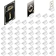 YHRY 60 Pack Clear Game Card Stands, Table Number Place Card Playing Card Holders, Acrylic Business Card Holder, Piece Pictures Clip, Price Board Photos Memos Menus Labels Stand, for DIY Board Game