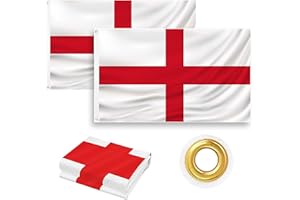 BAG.IT Large England Flags 2PCS, St Georges Flag 5ft x 3ft Double Stitched Polyester English Flags with Brass Eyelets for Patriotic English Celebrations, Party, Garden, Home Decoration & Sports Events (2 pc)