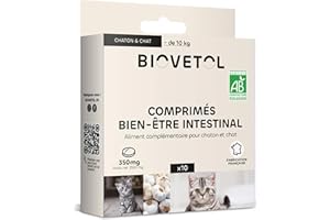 Biovetol - Comprimés Bien-être Intestinal pour Chat et Chien Bio - x10 (Chaton/Chat)