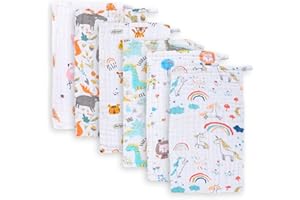 Luchild 6 Lange Bebe Burp en Mousseline De Coton Serviette Visage Bébé 25x50 Cm Extra Douces Respirant Lavable pour Nouveauné Peau Sensible