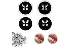 IJHYGD 4 Pares Gema De Dientes Adornos Dientes Tooth Gems Kit Adornos De Joyería De Dientes De Cristal Adornos Dientes Reflectantes Diamante Gemas De Dientes Dentales Decorativas (1452 Piedras Preciosas)