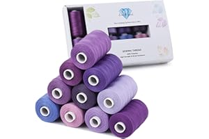 Simthread 10 rocchetti di filo da cucito multiuso, serie viola, 911,4 m ciascuna, filo in poliestere per cucire, pratico filo da cucito in poliestere per macchina da cucire, serie viola