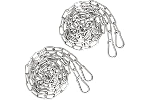 RAIRSKY 2 pièces Chaîne en Acier Inoxydable, Chainette 1 Mètre, Chaîne de Suspension Métallique, D'extension de Chaîne, avec Deux Mousqueton, pour Fauteuils Suspendus, Hamacs, Sacs de Sable, Clôtures