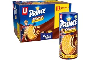 Prince de LU Chocolat - Biscuit Fourré Goût Chocolat - Au Blé Complet - Idéal pour le Goûter - Lot de 12 Paquets de 300 g
