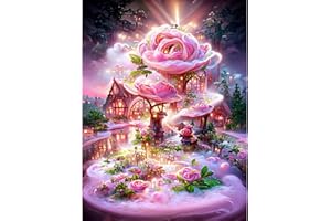 QENSPE 5D Diamond Painting Castello Rosa, Kit per Diamond Painting Adulti, Pittura Diamante Fai da Te, Castello Fiori Painting Kit Completo per Bambini, Decorazione per Casa e Pareti 30x40cm