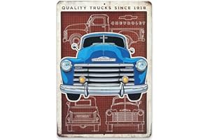 OPEN ROAD BRANDS Chevrolet Truck Schematic Metal Sign - Vintage Chevy Sign for Garage or Man Cave