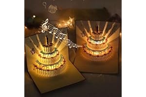 MZSX Biglietto di auguri per compleanno, canta e brilla, Torta di compleanno 3D, adatti per donne, uomini e bambini, biglietti di congratulazioni con buste, greeting card.