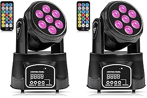 DELIBANG Moving Head LED Disco Light DMX512 with Remote Control 7pcs LED RGBW Stage Lighting for DJ Bar Birthday Wedding Christmas Halloween Light Show (UK Stock)