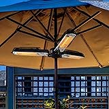 LIRUI Electric Patio Parasol Umbrella Heater, 1950W Folding Outdoor Electric Infrared Space Heater With 3 Heating Panels For 