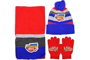 KSOPSDEY SpiderMan Mickey Mcqueen Mütze Schal Handschuhe SpiderMan Wintermütze Set Winter Herbst Frühling Schal Strickmütze Handschuhe Kombiset Tolle Geschenkidee für Mädchen 3Stücke