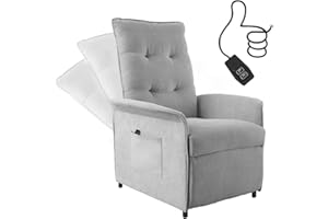 SOSINYA Krzesło relaksacyjne Electric Power dla dorosłych, nieskończone pozycje, do 150 kg, 2 kieszenie boczne, małe krzesło relaksacyjne, elektrycznie regulowane, do salonu i sypialni