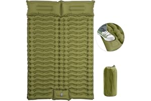 Neloheac Colchoneta Inflable Doble Camping Ultraligero, 10CM Esterilla Camping con Almohada, Colchoneta Camping para Playa Senderismo Viajes, Verde