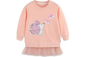 LANGUBABY Mädchen Sweatshirt für Kinder Weihnachten Cartoon Pullover Baumwolle Langarm Top Größe 92-122, 1-7 Jahre