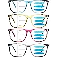 Kerecsen 4 Pack Progressive Multifocal Reading Glasses for Women Blue Light Blocking Classes Computer Readers with Spring Hinges