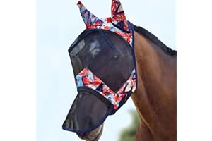 Harrison Howard CareMaster Cheval Masque Anti-Mouches Nez Long avec Oreilles Protection UV pour Cheval-Graffiti Abstrait (L)