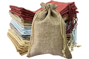 LGIFUTMAX® 30 Stück 13x18 cm Jutesäckchen, Jute Beutel mit Kordelzug, Leinen-Säckchen Sackleinen Taschen, Klein Geschenksäckchen für Schmuck DIY Handwerk Hochzeit Party Weihnachte (Zufällige Farbe)